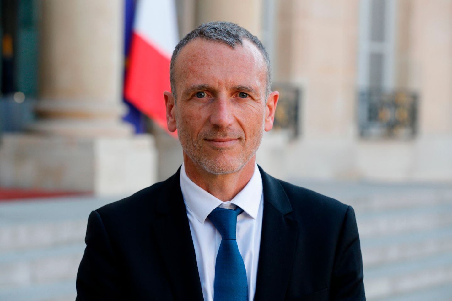 Danone CEO Emmanuel Faber speaks at the Elysee presidential palace in Paris on August 23, 2019, after taking part in a meeting of the G7 Advisory Council for Equality between Women and Men with French President and civil society representatives as part of the 'Day of Dialogue'.
