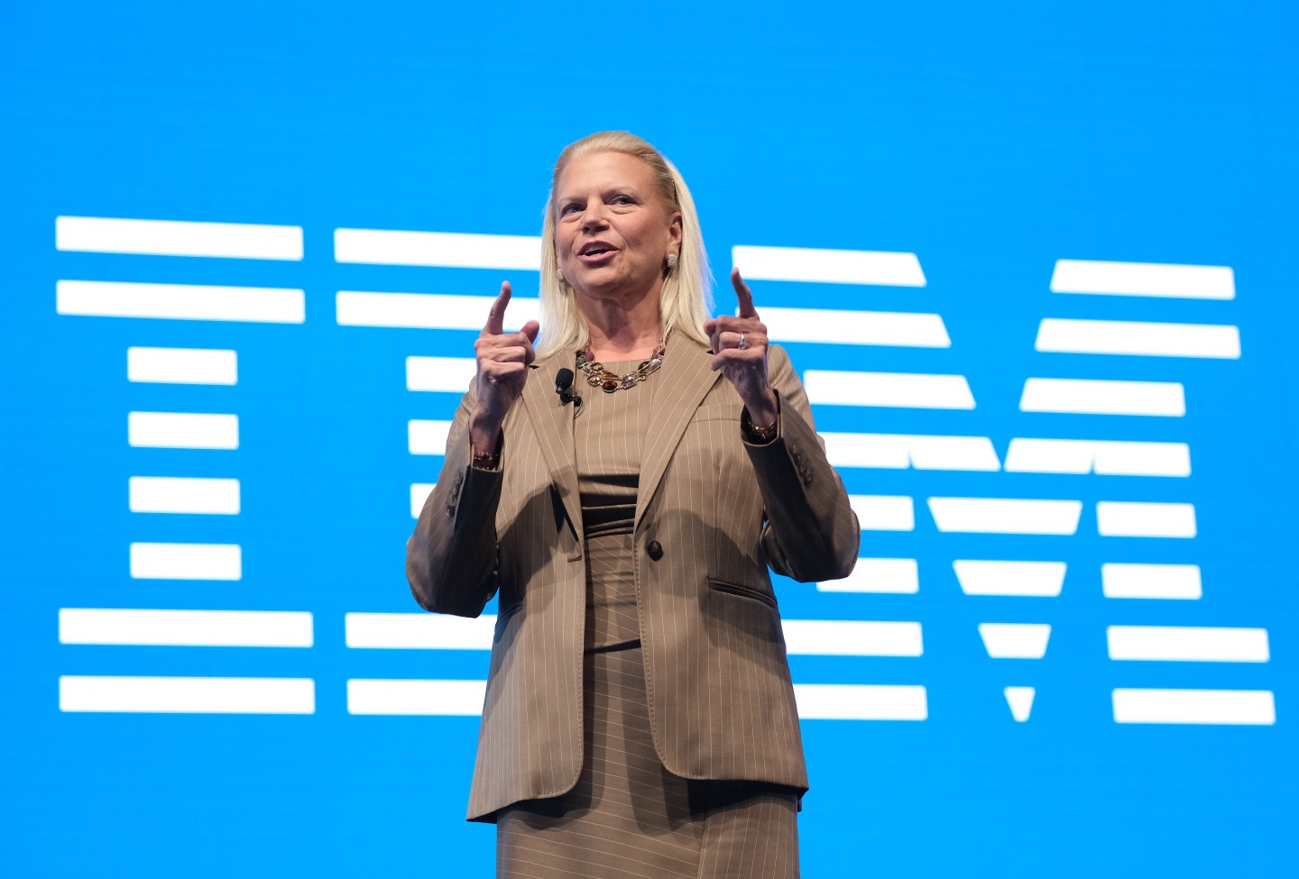FRANKFURT AM MAIN, GERMANY - SEPTEMBER 11: Ginni Rometty, CEO of IBM, speaks during the press days at the 2019 IAA Frankfurt Auto Show on September 11, 2019 in Frankfurt am Main, Germany.