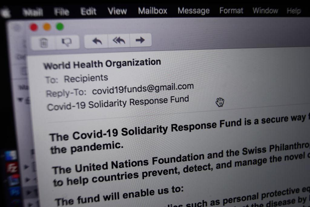 Image of a phishing email related to Covid-19