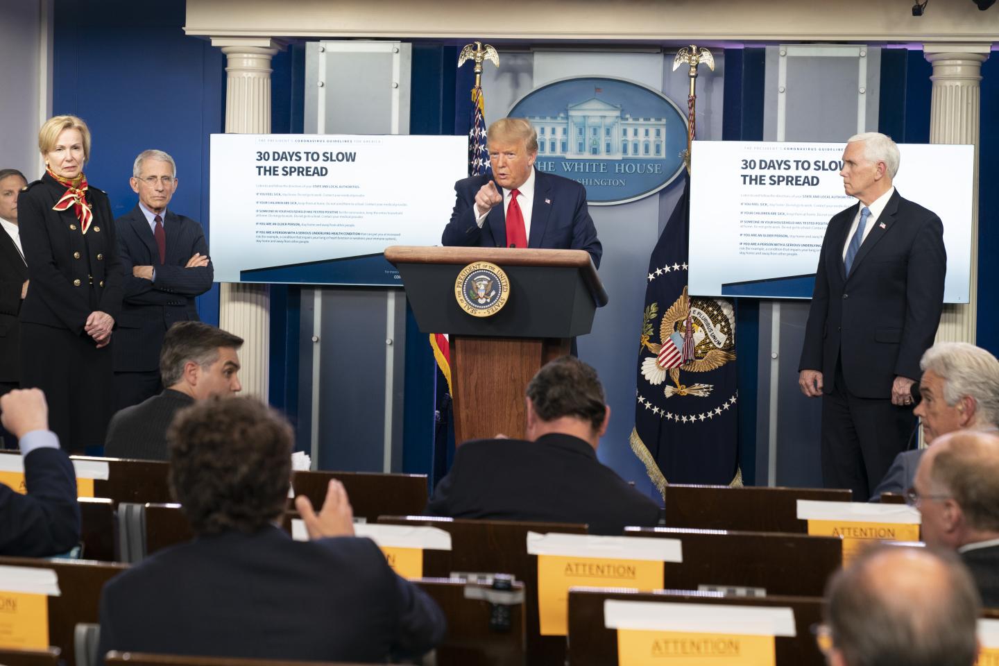 U.S. President Donald Trump speaks during a Coronavirus Task Force news conference at the White House in Washington, D.C., U.S., on Tuesday, March 31, 2020. Trump warned Americans that it's "going to be a painful two weeks" and the virus was the worst thing the country had ever seen as the disease continued to spread around the country. Photographer: Chris Kleponis/Polaris/Bloomberg via Getty Images