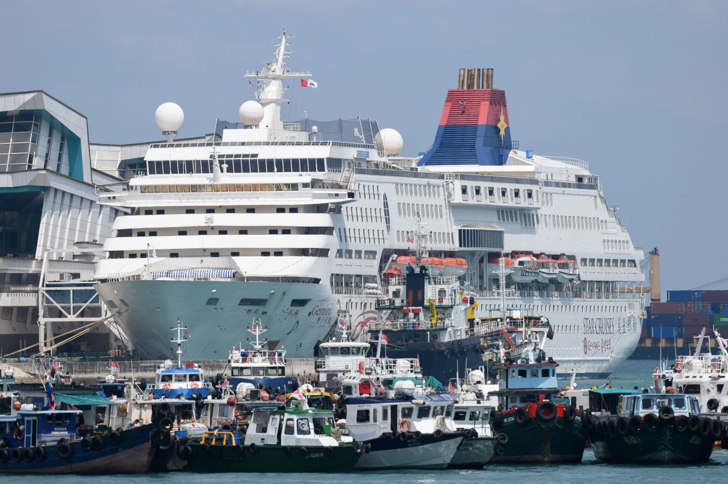 The SuperStar Gemini cruise ship docked in Singapore on April 17, 2020, as authorities studied whether to use two ships as temporary accommodation for foreign workers who have recovered from the COVID-19 coronavirus and tested negative for it.