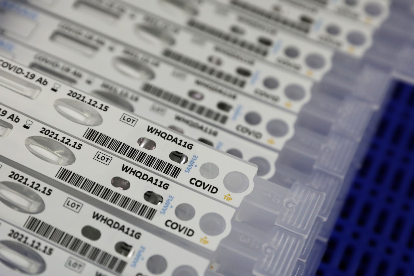 CHUNCHEON, SOUTH KOREA - APRIL 17: Ab testing kits AFIAS Covid-19 used in diagnosing the coronavirus (COVID-19) sit at the Boditech Med Inc. headquarters on April 17, 2020 in Chuncheon, South Korea.