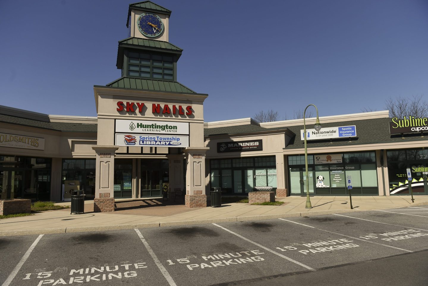At the Village Square Shopping Center in Spring Township Monday afternoon April 6, 2020 where there are very few customers due to most of the businesses being closed as a precaution against the spread of coronavirus.
