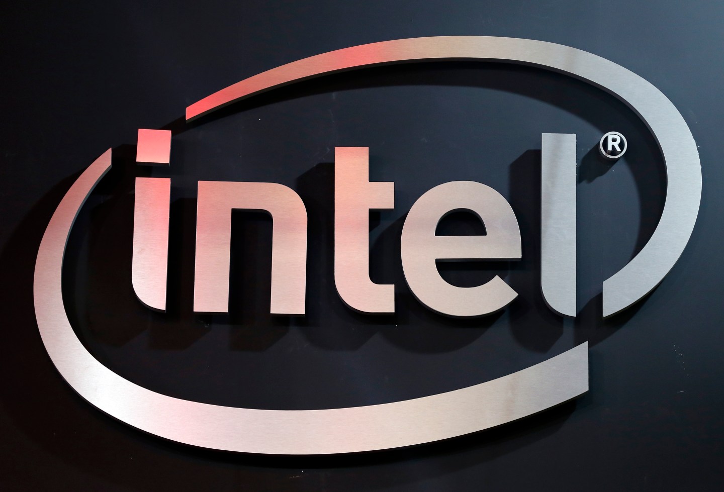 The logo of the US semiconductor manufacturer Intel is displayed during the 'Paris Games Week' on October 29, 2019 in Paris, France.
