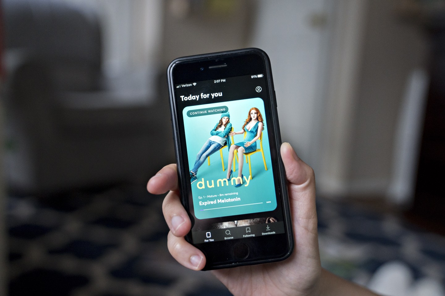The Quibi video service displayed on a smartphone in April 2020.