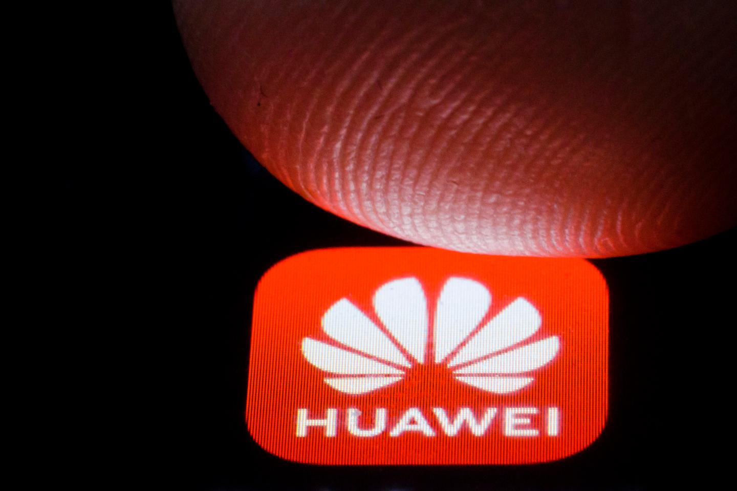 The logo of the telecommunications provider Huawei is shown on the display of a smartphone on April 22, 2020 in Berlin, Germany.