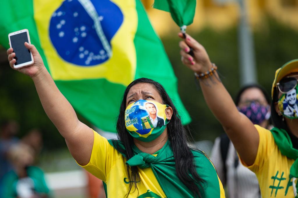 Bolsonaro Speaks with his Supporters in Front of Palacio do Planalto Amidst the Coronavirus (COVID - 19) Pandemic