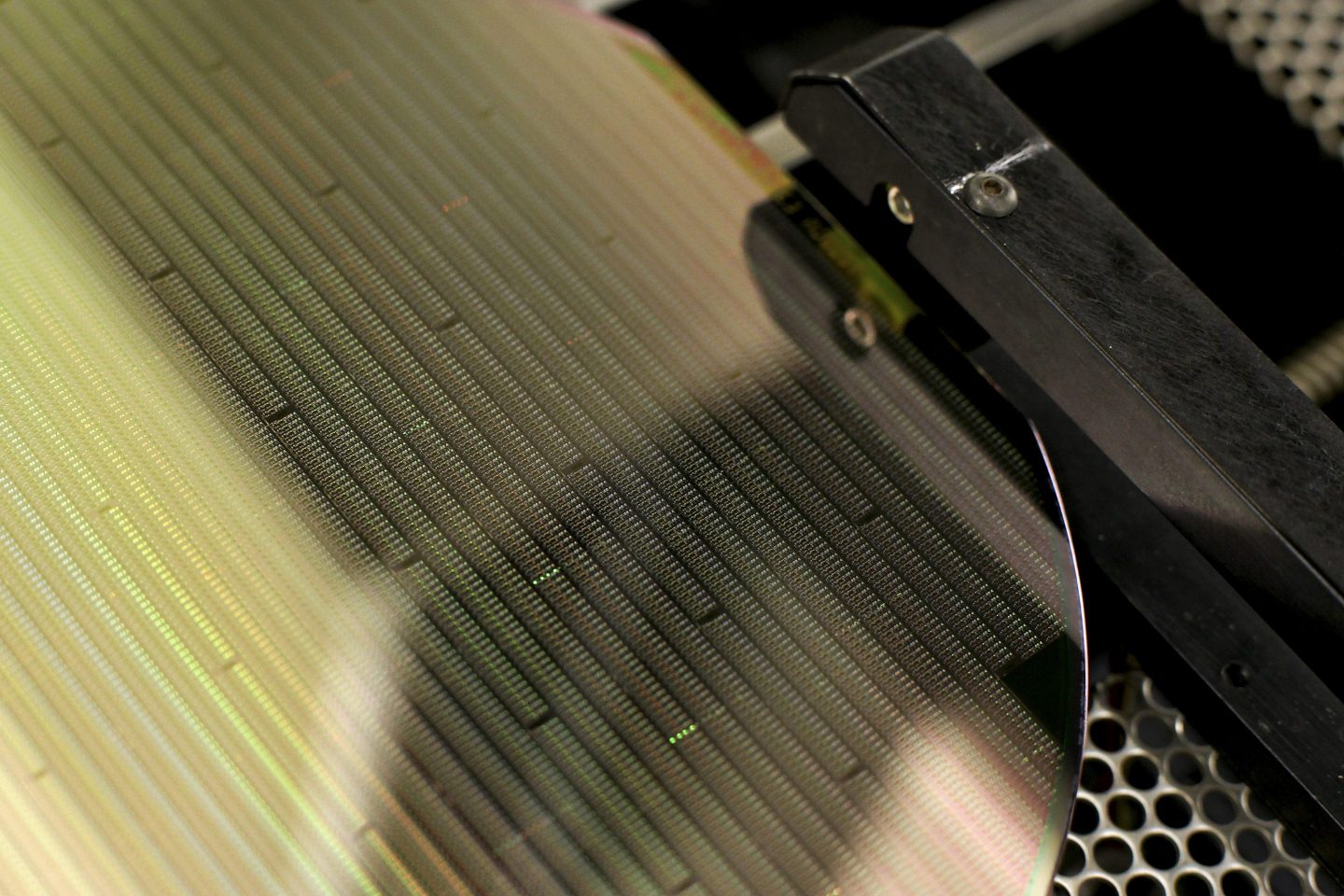 silicon chip being fabricated