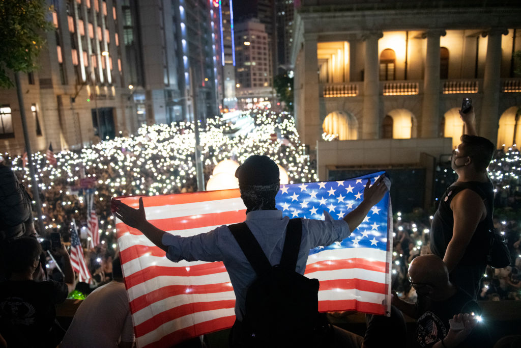 Demonstrators Attend Rally In Support Of The Hong Kong Human Rights And Democracy Act