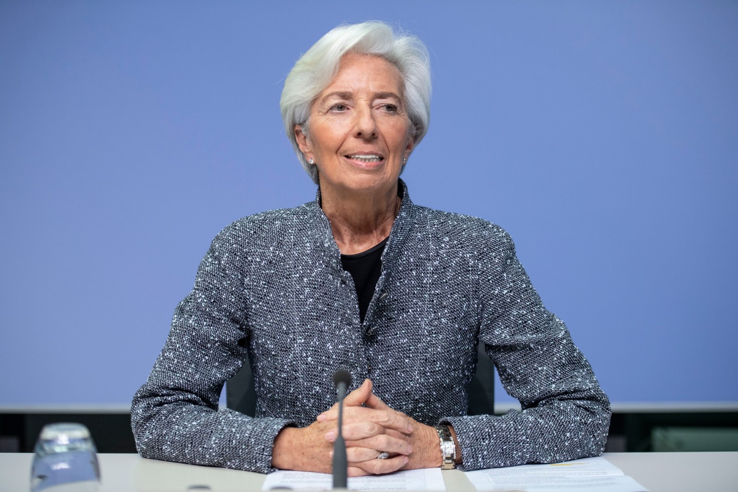 Christine Lagarde, President of the European Central Bank, speaks to the media following a meeting of the ECB governing board at ECB headquarters on March 12, 2020 in Frankfurt, Germany.