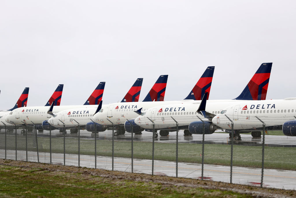 Delta Planes Sit Idle At Kansas City International Airport