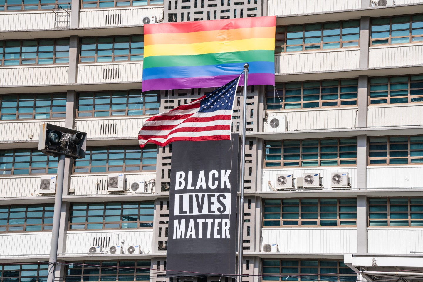 Black Lives Matter banner removed from U.S. embassy in Seoul after it displeased Trump and Pompeo