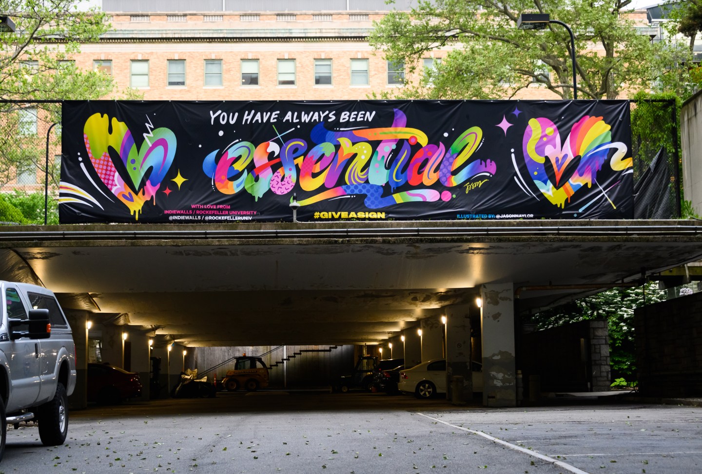 A sign that reads "You have always been essential" is posted outside NewYork-Presbyterian Hospital during the coronavirus pandemic on May 18, 2020 in New York City.