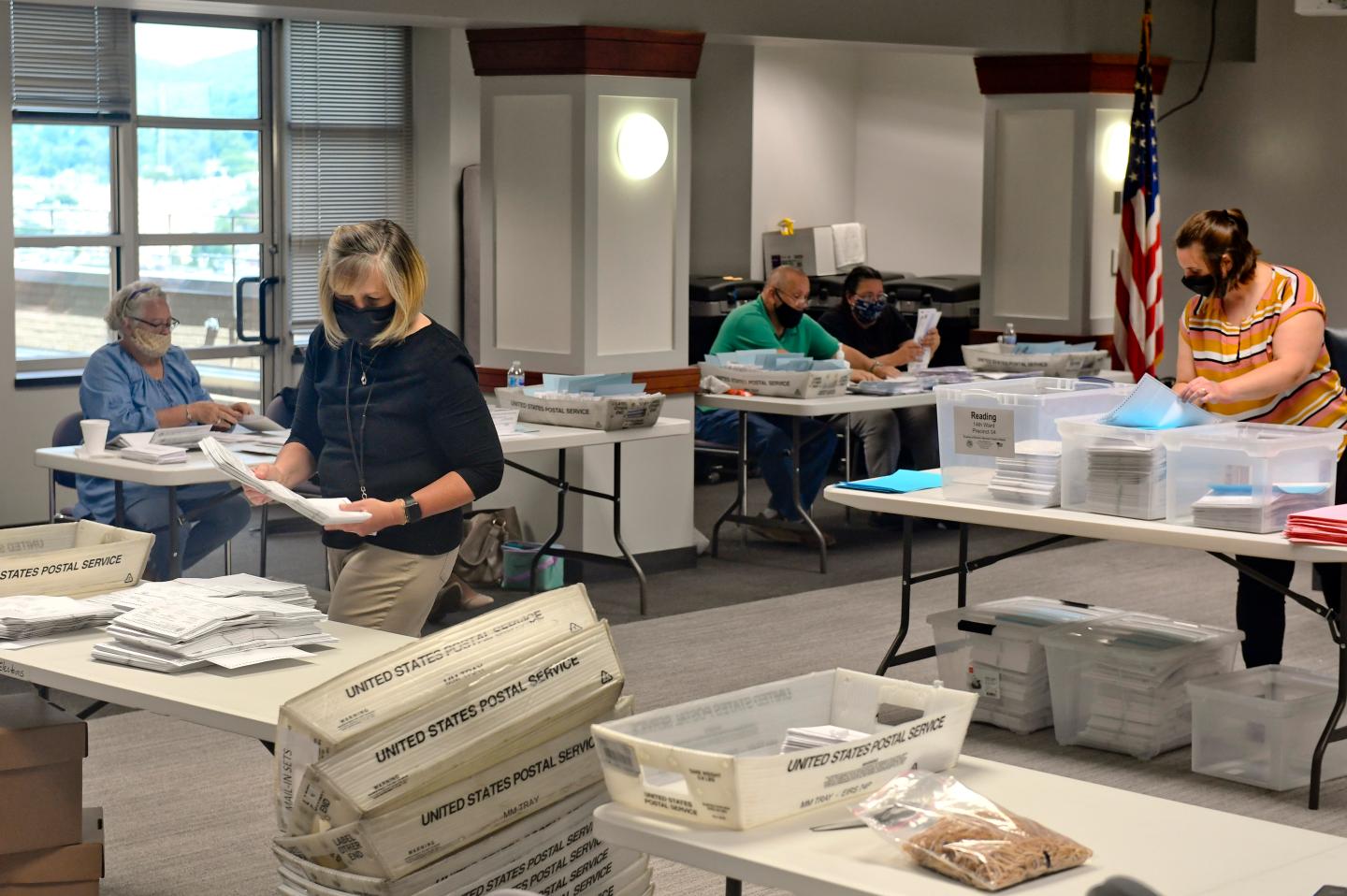 Election workers in Reading, Pennsylvania, June 2020