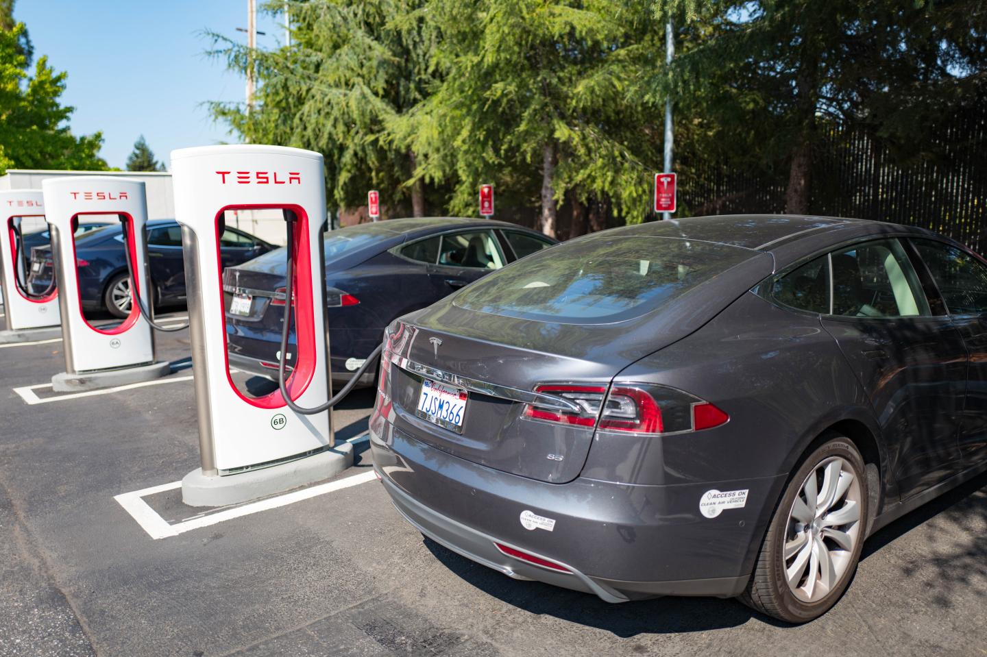 Tesla cars charging