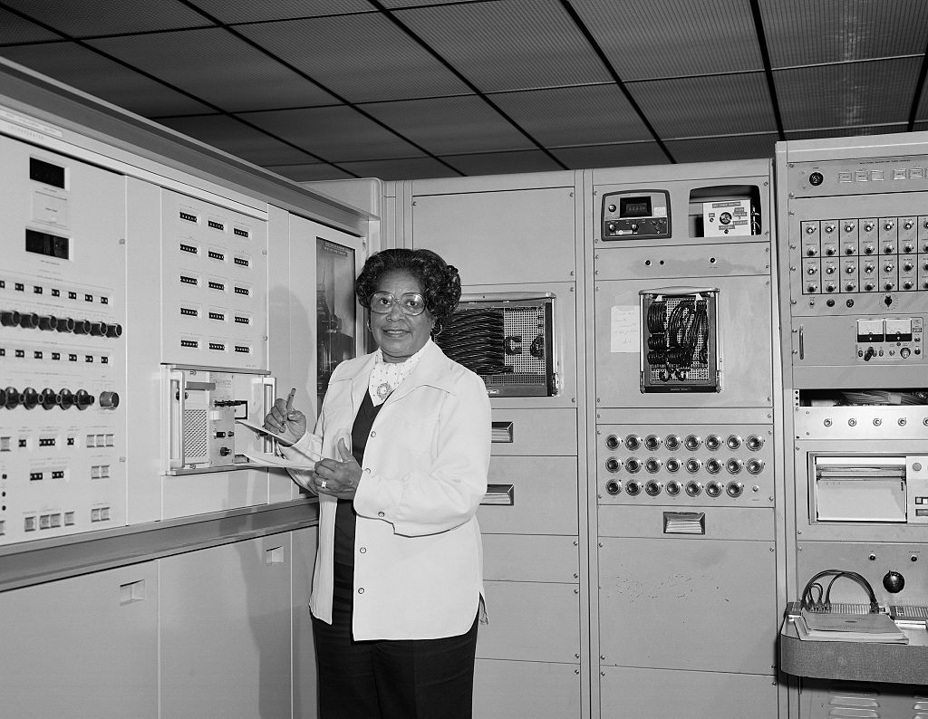 HAMPTON, VA - 1977:  Mathmatician Mary Jackson, the first black woman engineer at NASA poses for a photo at work at NASA Langley Research Center in 1977 in Hampton, Virginia. (Photo by Bob Nye/NASA/Donaldson Collection/Getty Images)