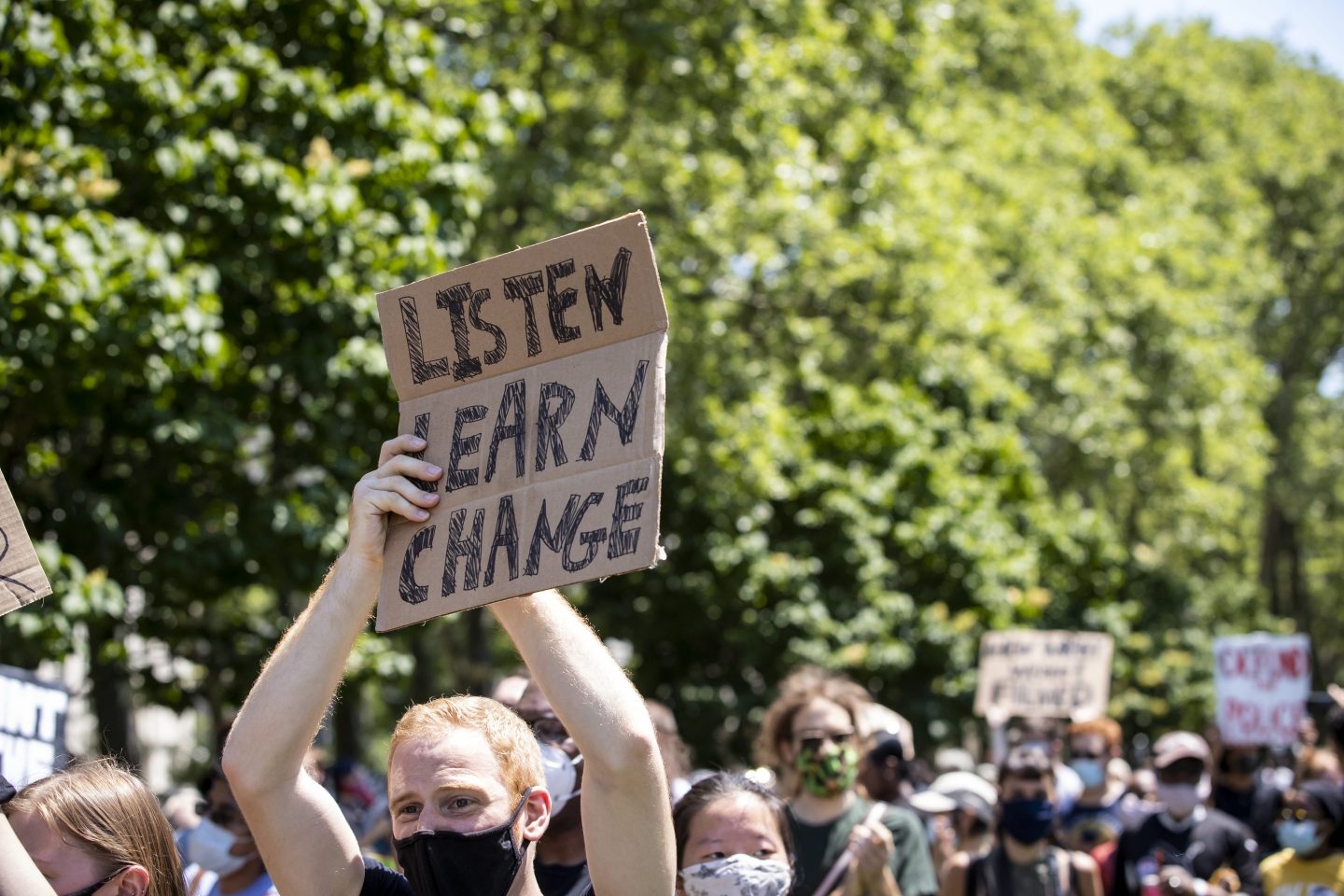 White protester in solidarity