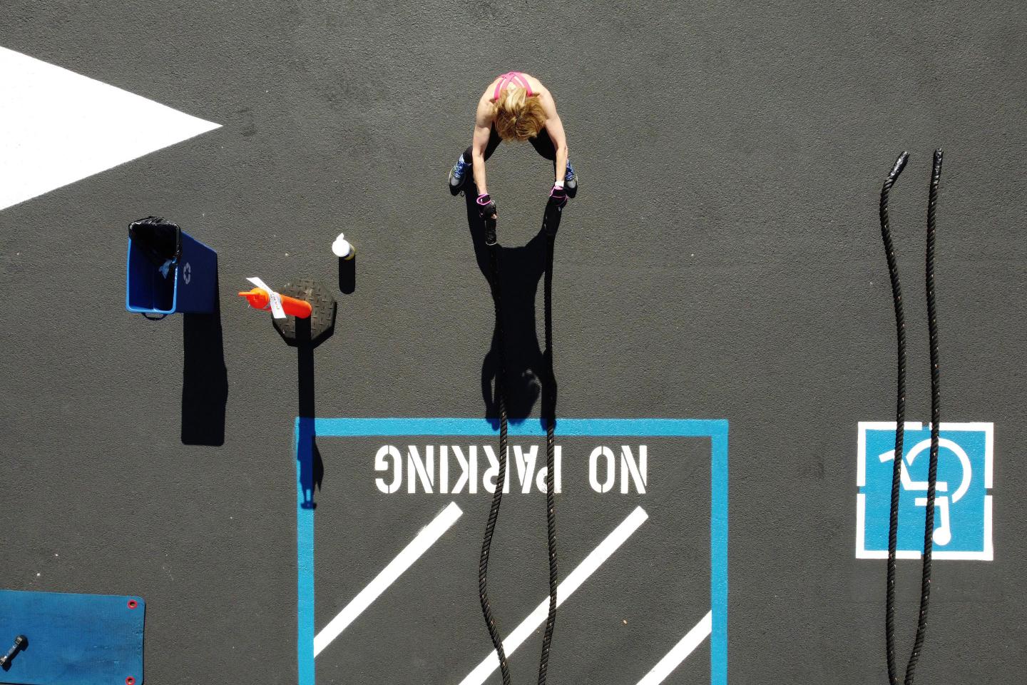 How people are getting their workouts in, outdoors and socially distanced, photographed