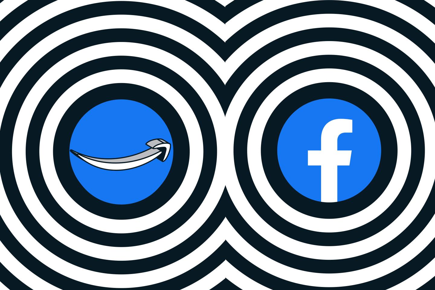 amazon and facebook logos in a photo illustration