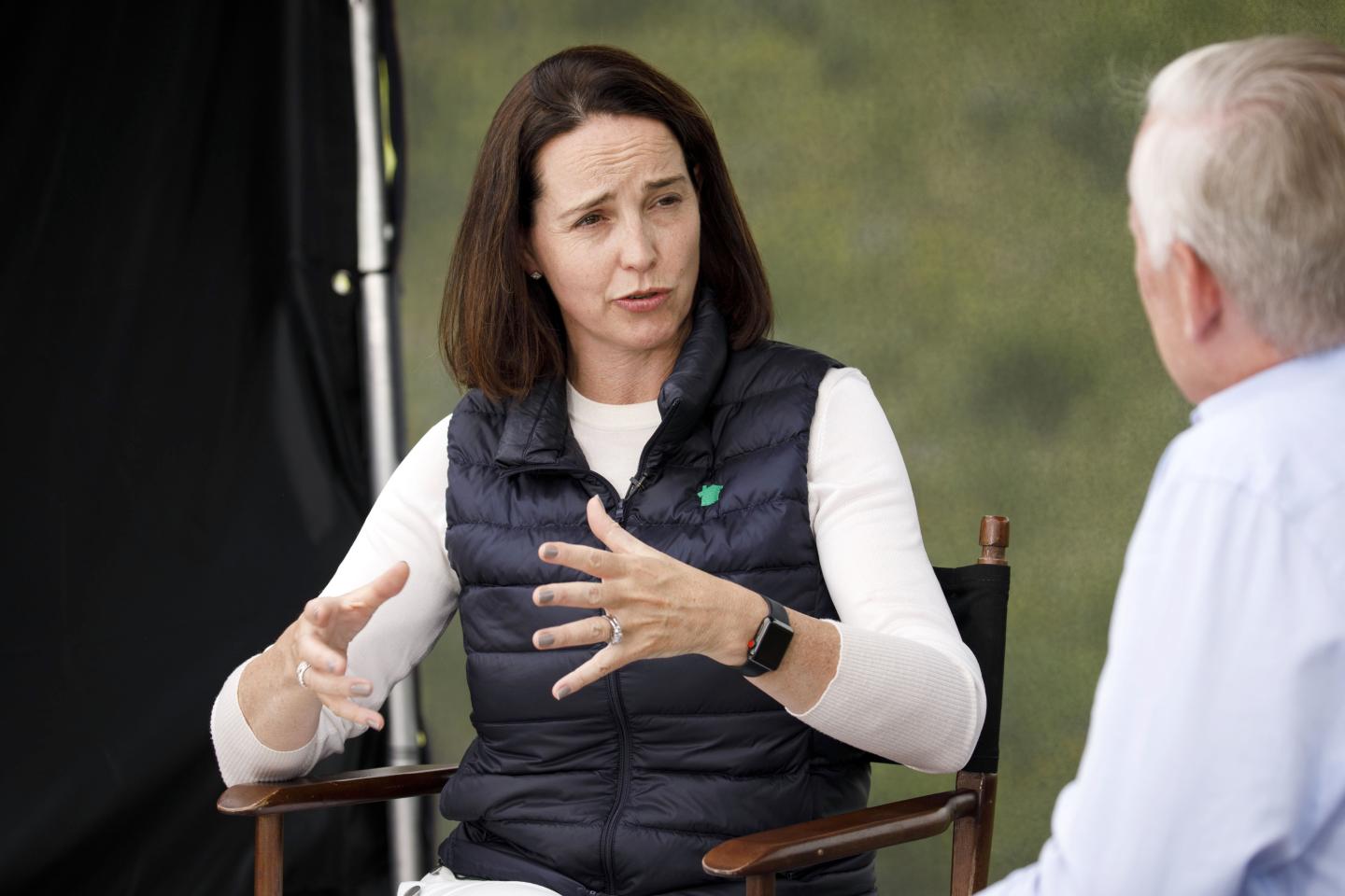 Sarah Friar, chief executive officer of Nextdoor.com Inc., speaks during a Bloomberg Television interview on the sidelines of the Allen & Co. Media and Technology Conference in Sun Valley, Idaho, U.S., on Wednesday, July 10, 2019. The 36th annual event gathers many of America's wealthiest and most powerful people in media, technology, and sports. Photographer: Patrick T. Fallon/Bloomberg via Getty Images