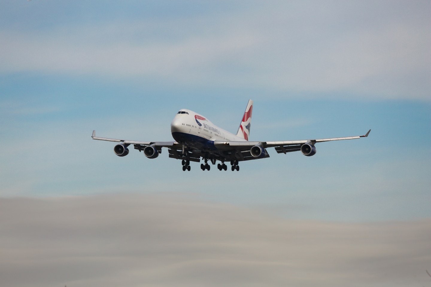 British Airways Boeing 747-400 with nickname Queen of the Skies commercial aircraft as seen on final approach with landing gear down landing at New York JFK John F. Kennedy International Airport in USA on 23 January 2020.
