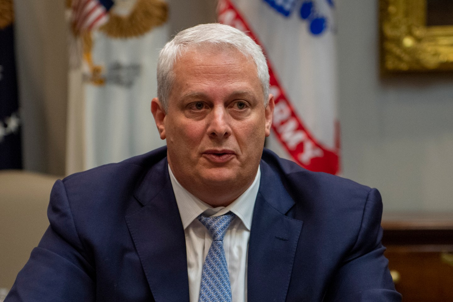Labcorp CEO Adam Schechter talks as Pharmaceuticals industry executives and government Health officials meet with Vice President Mike Pence on the Coronavirus crisis at the White House on March 4, 2020 in Washington,DC.