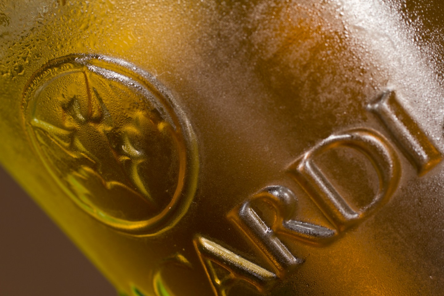 Bacardi logo on a glass