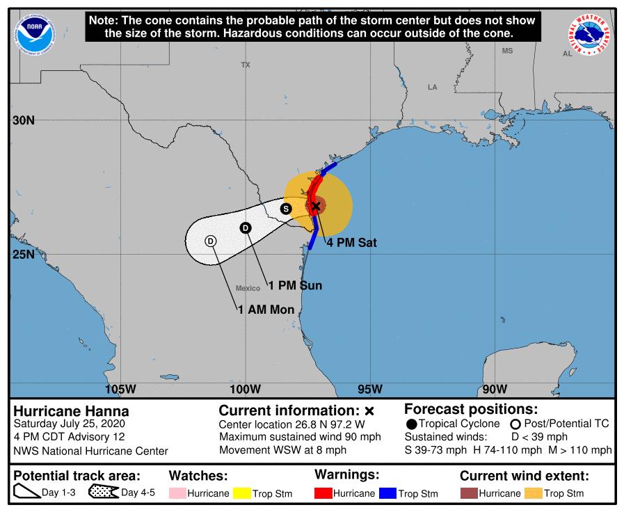 Hurricane Hanna makes landfall on South Padre Island as it rakes Texas coast with high winds