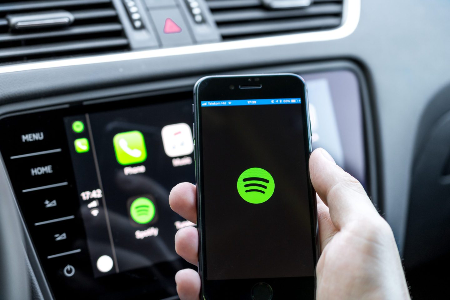Spotify logo on phone