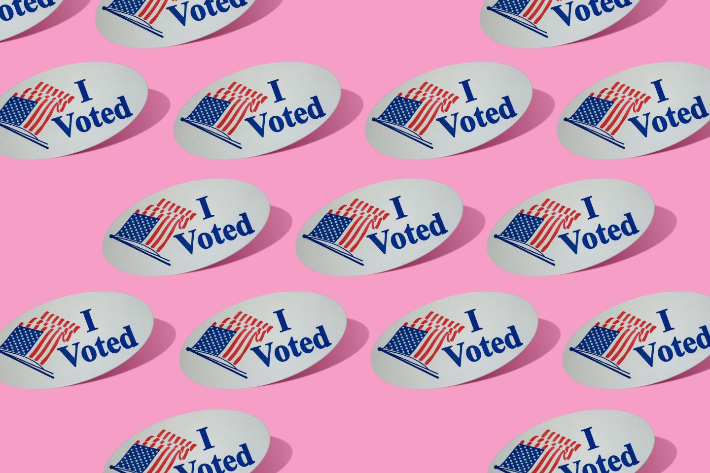 I voted stickers on a pink background