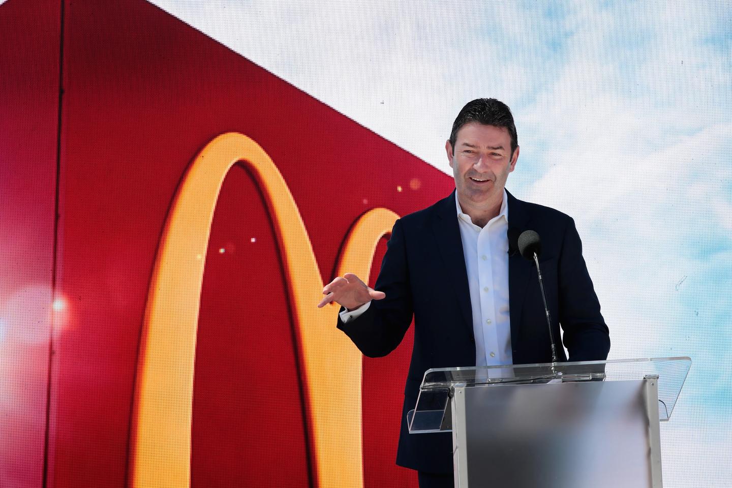 Former McDonald's CEO Steve Easterbrook in 2018. The company filed a lawsuit against him on Monday.