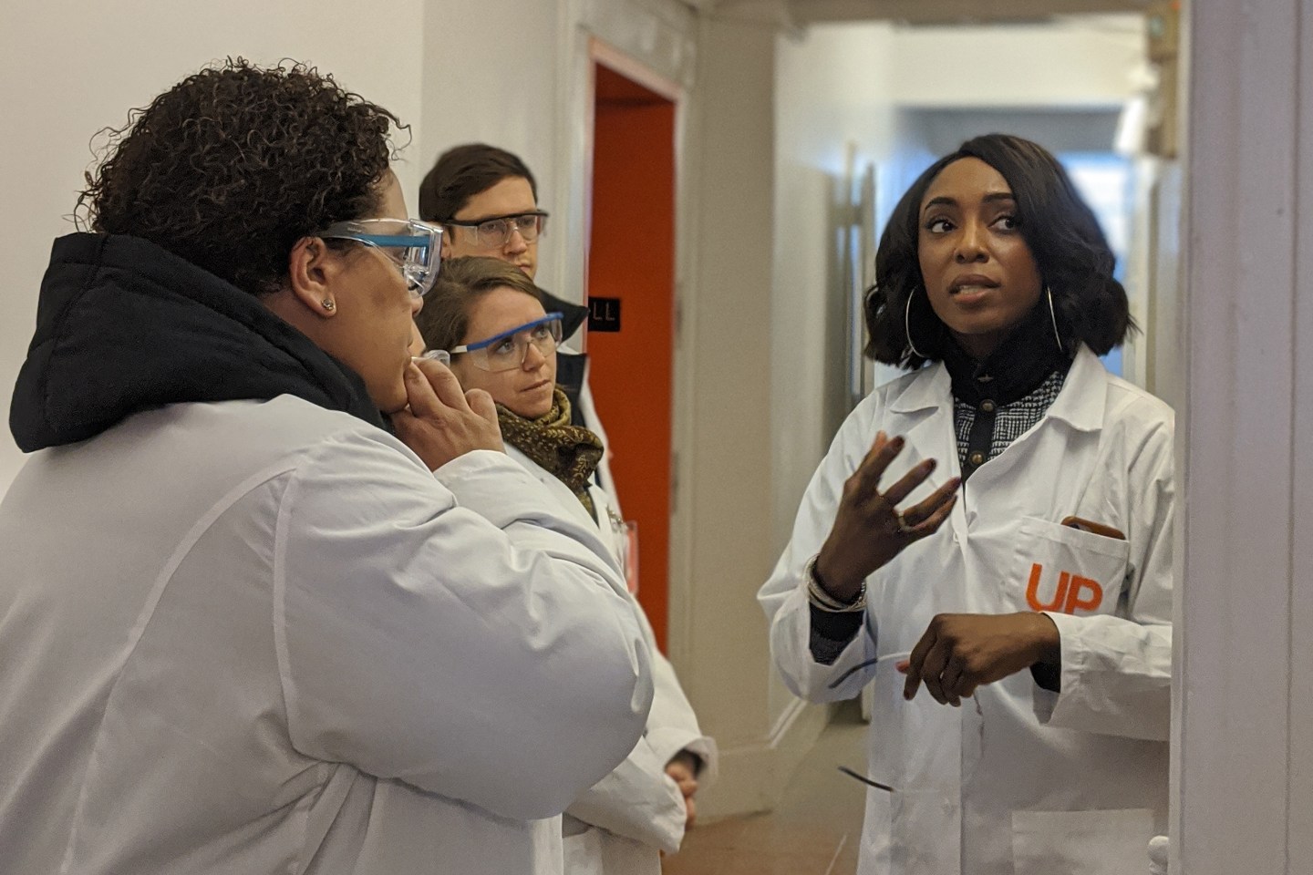 Jessica Matthews, CEO of Uncharted Power, at her testing facility in New York .