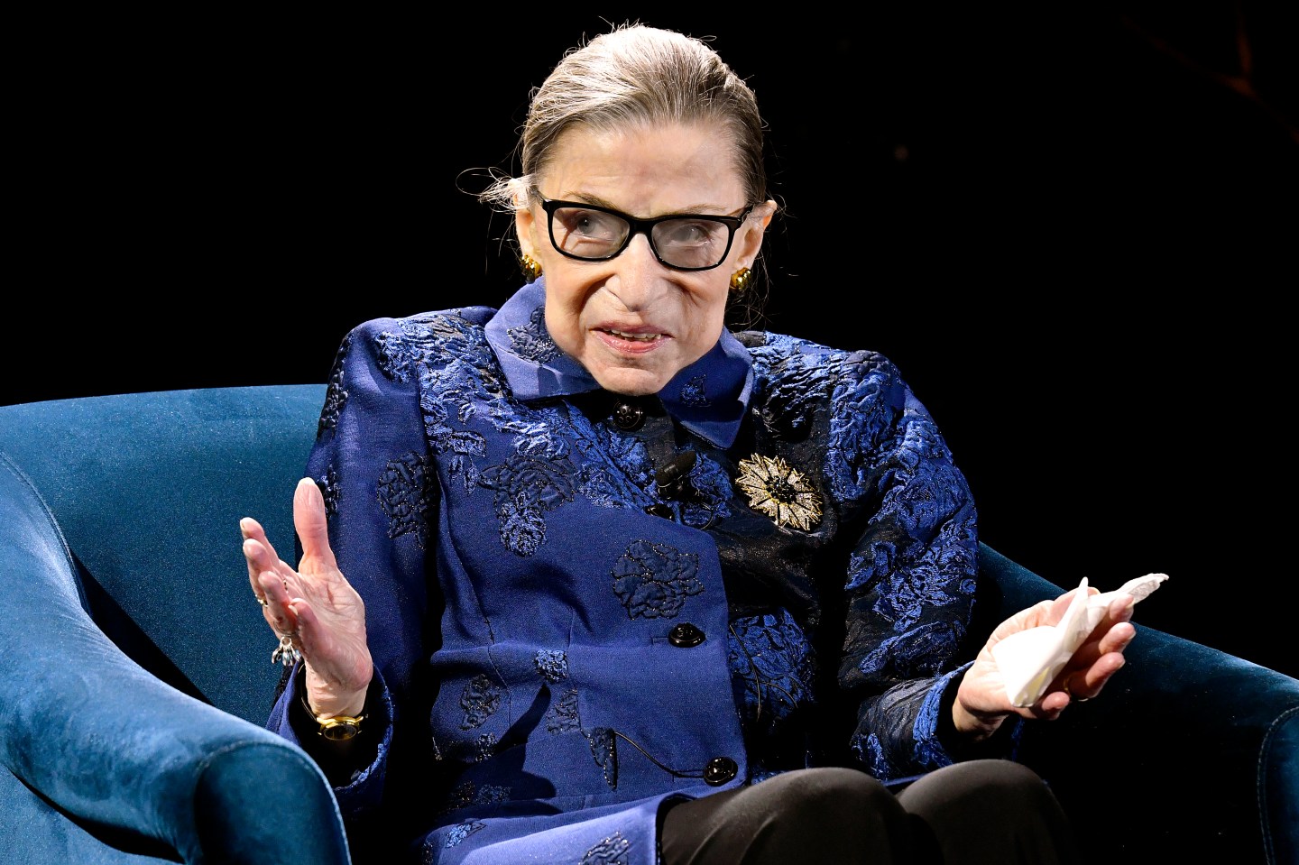 NEW YORK, NEW YORK - DECEMBER 16: Justice Ruth Bader Ginsburg speaks onstage at the Fourth Annual Berggruen Prize Gala celebrating 2019 Laureate Supreme Court Justice Ruth Bader Ginsburg In New York City on December 16, 2019 in New York City. (Photo by Eugene Gologursky/Getty Images for Berggruen Institute )