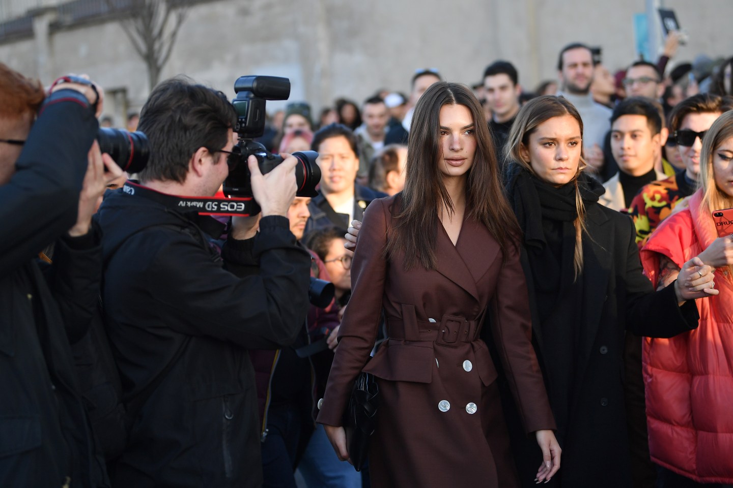 MILAN, ITALY - FEBRUARY 20: Emily Ratajkowski attends the Prada fashion show on February 20, 2020 in Milan, Italy. (Photo by Jacopo Raule/WireImage)