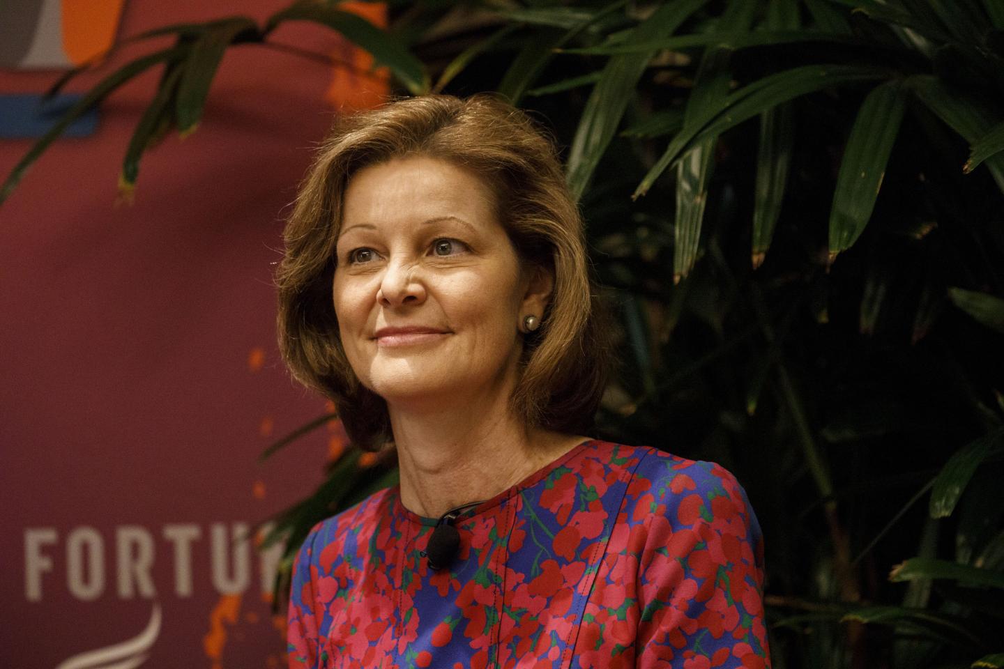 Deanna Mulligan, president and chief executive officer of The Guardian Life Insurance Company of America, listens during the Fortune's Most Powerful Women conference in Dana Point, California, U.S., on Monday, October 1, 2018.