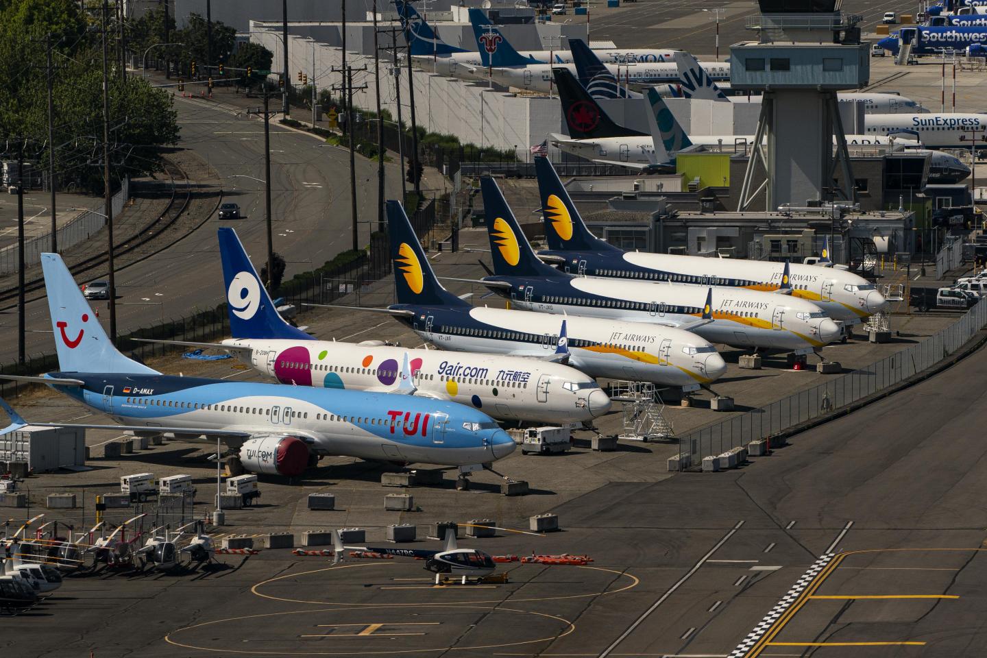 Boeing Co. 737 Max airplanes sit parked at Boeing Field in Seattle, Washington, U.S., on Monday, July 27, 2020.