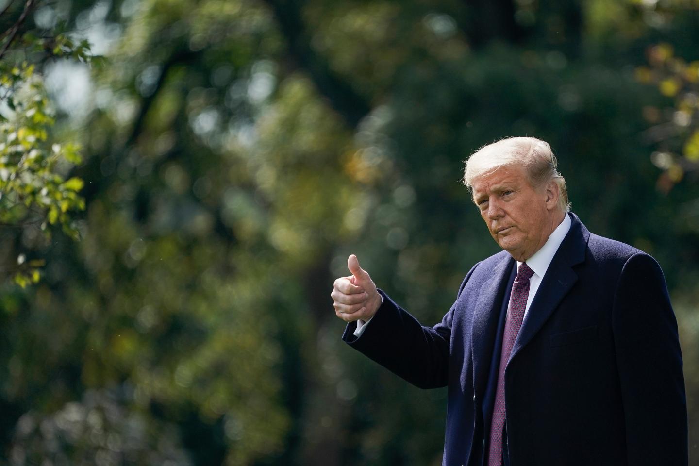 U.S. President Donald Trump walks to Marine One on the South Lawn of the White House on October 1, 2020 in Washington, DC.