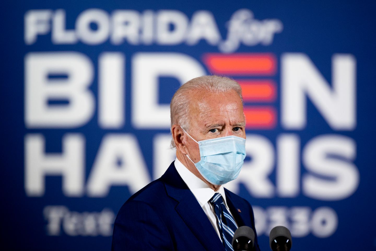 Democratic presidential candidate Joe Biden speaks during a campaign event in Fort Lauderdale, Fla. on October 13, 2020.