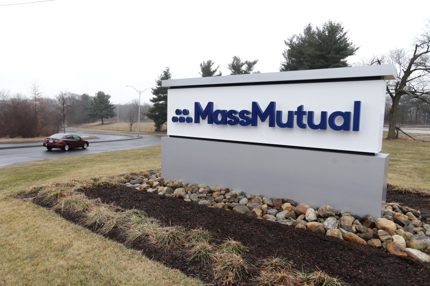 The entrance to the MassMutual offices in Enfield, CT is pictured on Feb. 15, 2018.