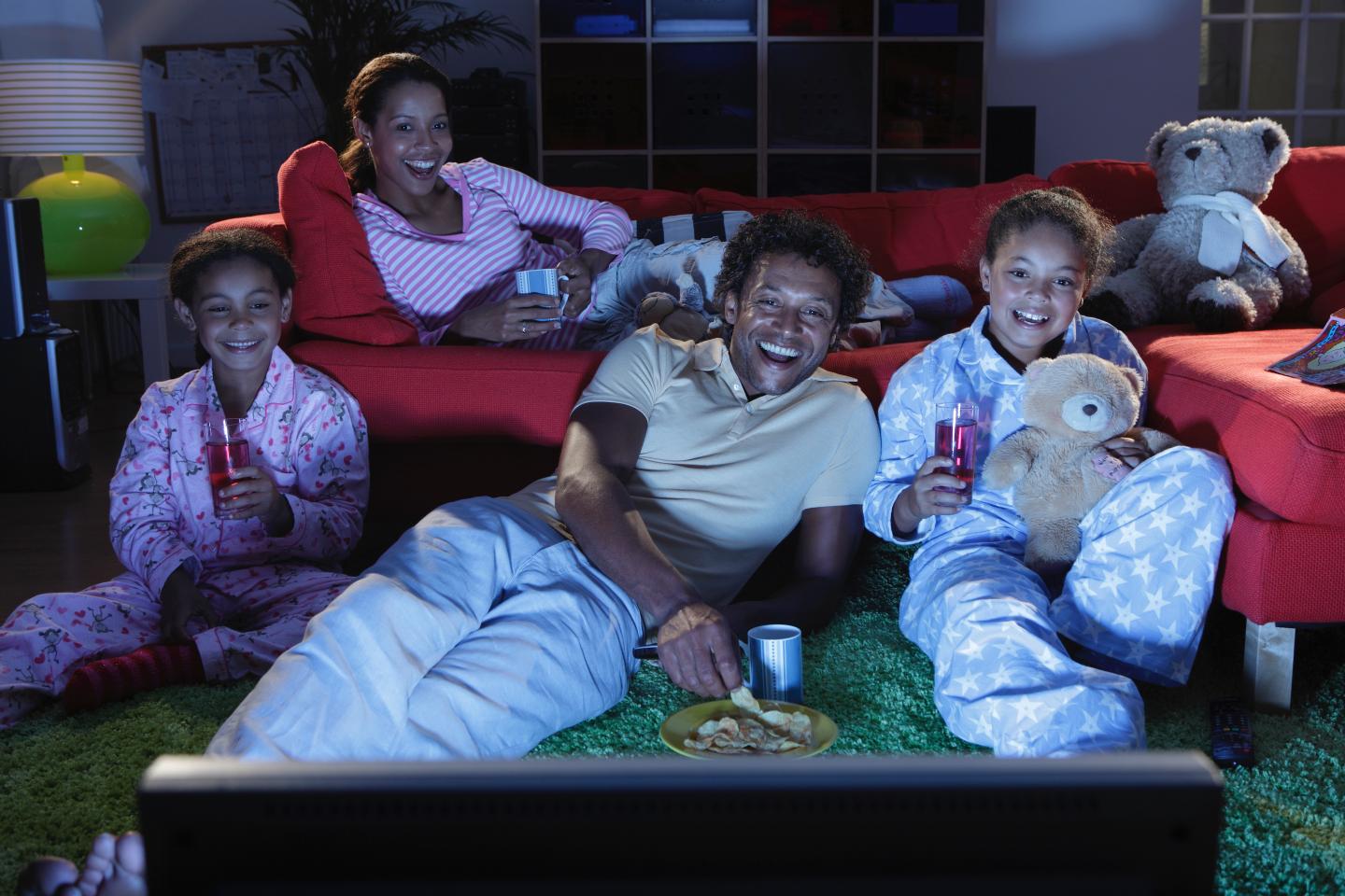 Family watching television