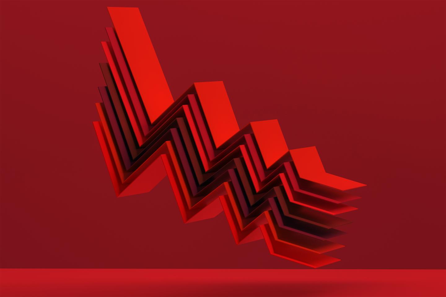 Red Arrow Down Concept