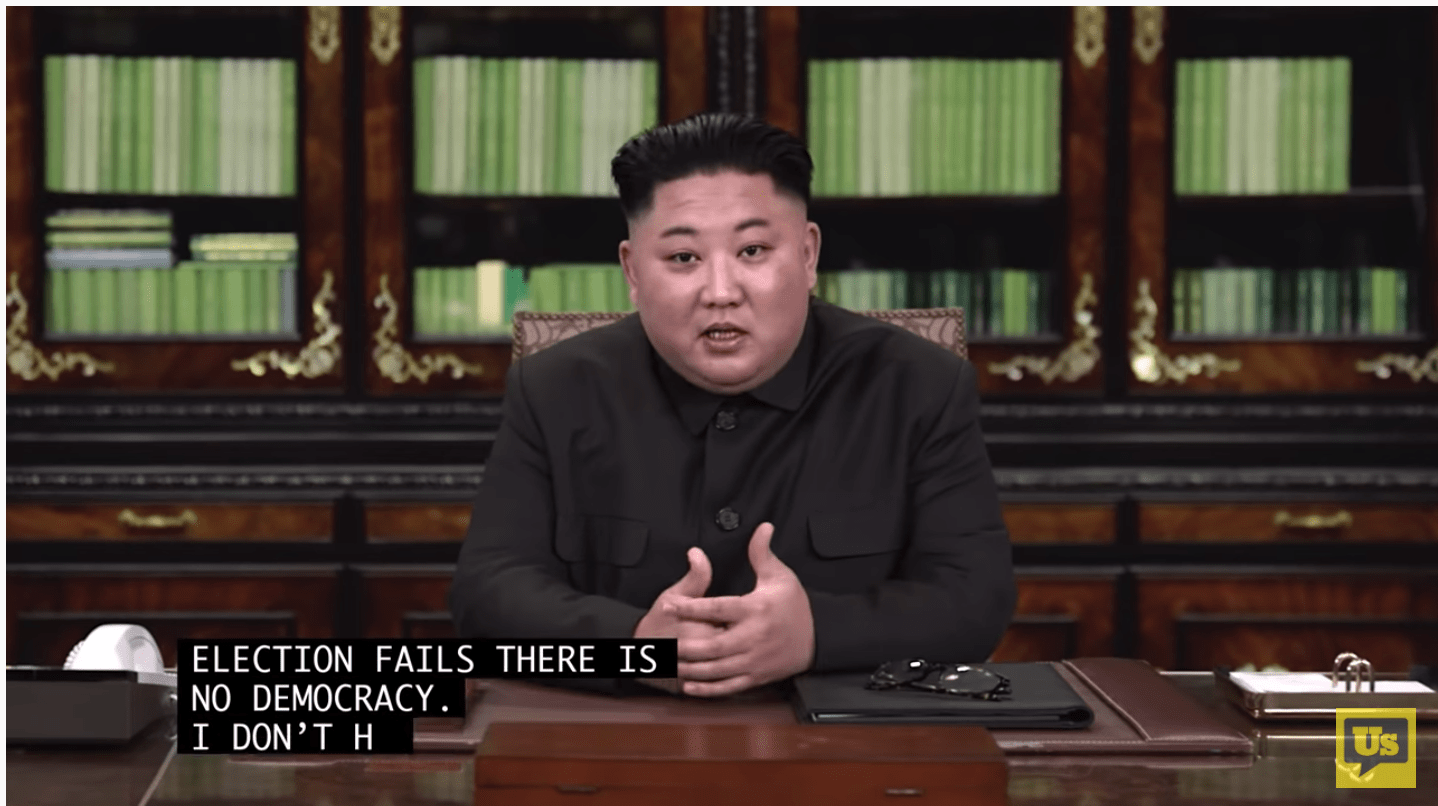 Screenshot of deepfake video depicting North Korea's Kim Jong-un