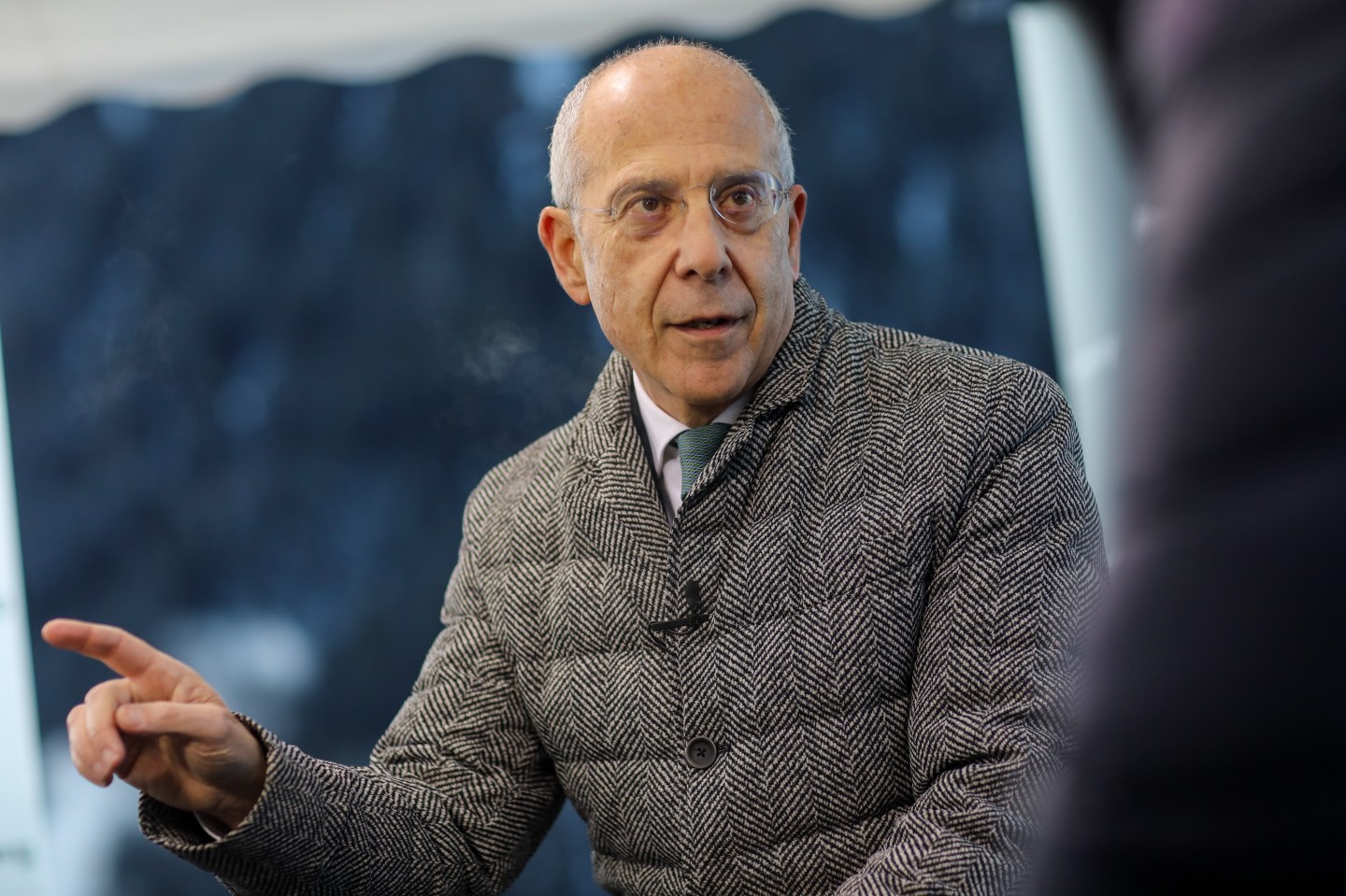 Francesco Starace, chief executive officer of Enel SpA, gestures as he speaks during a Bloomberg Television interview on the opening day of the World Economic Forum (WEF) in Davos, Switzerland, on Tuesday, Jan. 21, 2020.