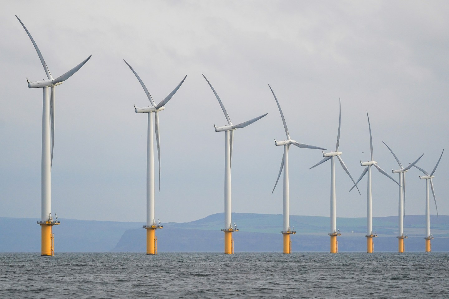 Offshore wind turbines at the Teesside wind farm near Redcar in Teesside, U.K, on Wednesday, Nov. 11, 2020. The U.K. economy expanded the most on record in the third quarter, a rebound that still leaves Britain's recovery trailing behind the world's major industrialized nations.