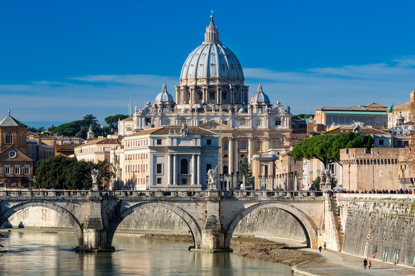 Rome, St. Peter's Basilica seen over river Tiber