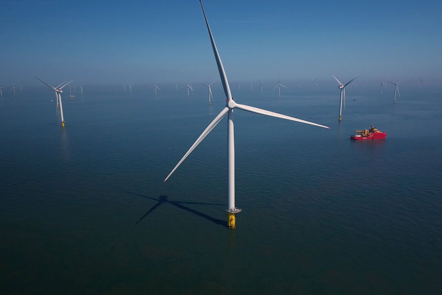 A wind farm off the northeast coast of England. Thanks in part to a partnership with Danish energy company Ørsted, 100% of the electricity powering Nestlé U.K. now comes from wind power.