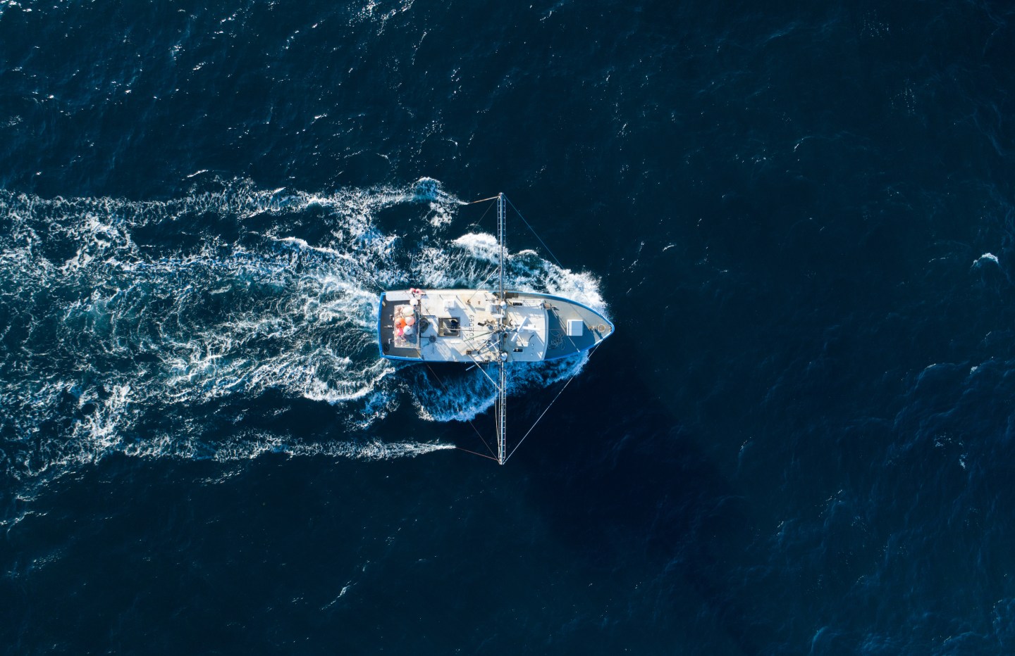 A drone shot of the F/V Defiance.