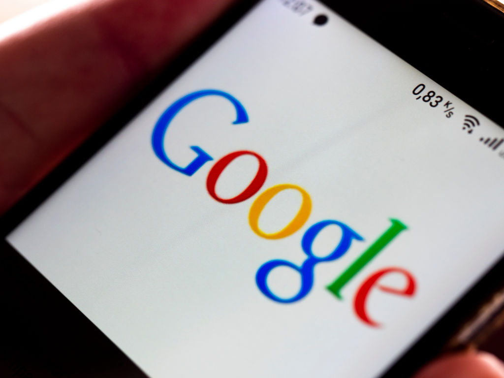 Google logo displayed on a phone screen.