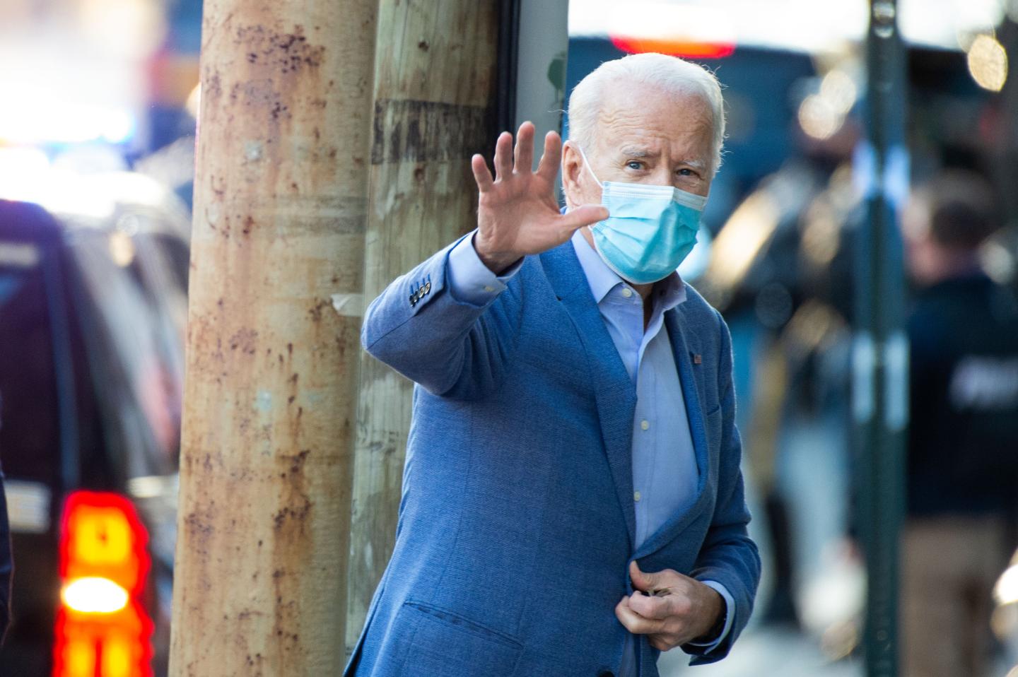 US President-elect Joe Biden arrives at the Queen in Wilmington, Delaware on January 10, 2021.