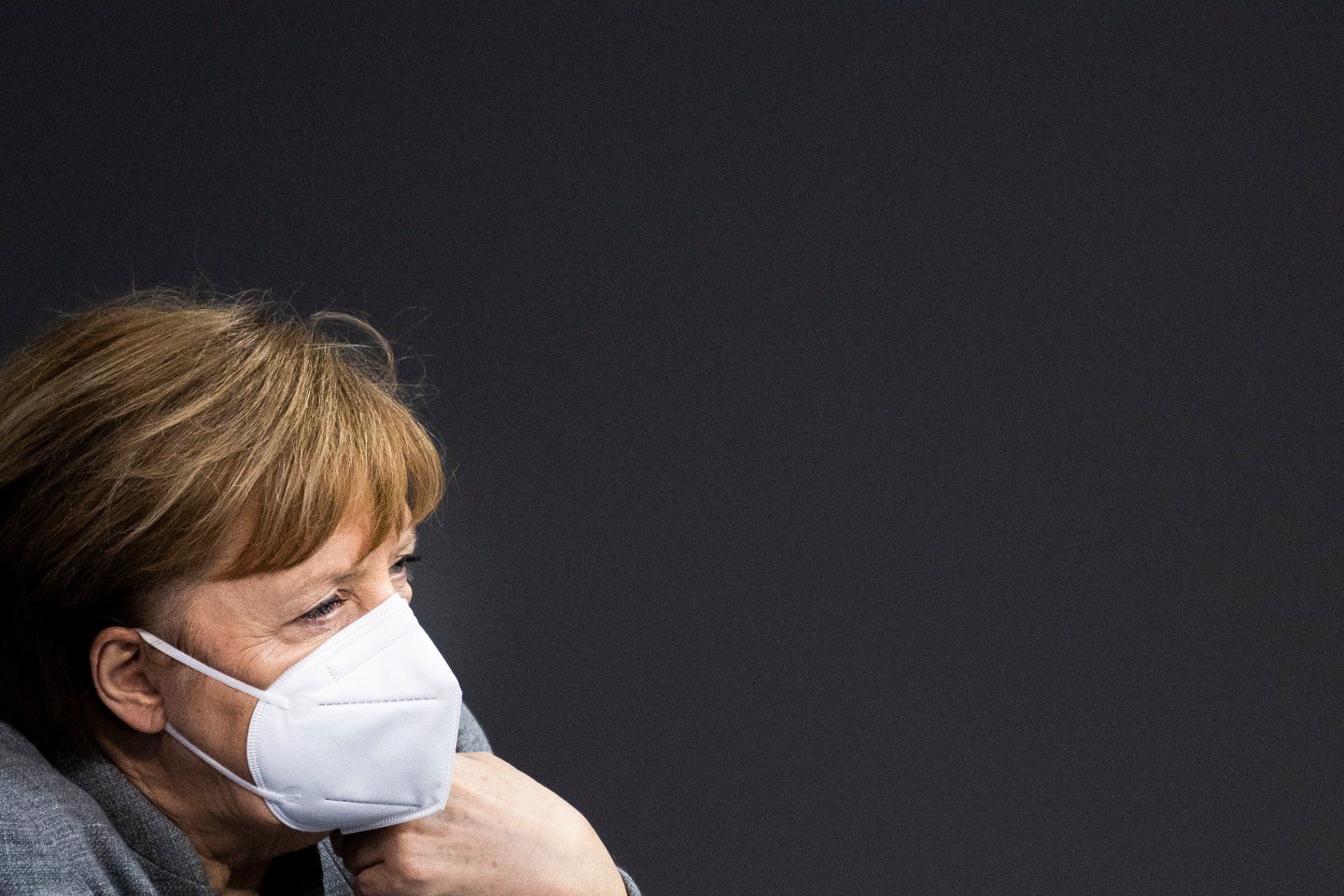 German Chancellor Angela Merkel is pictured during the debate at the German Parliament about the beginning of vaccination in Germany and Europe against the corona virus on January 13, 2021 in Berlin, Germany.